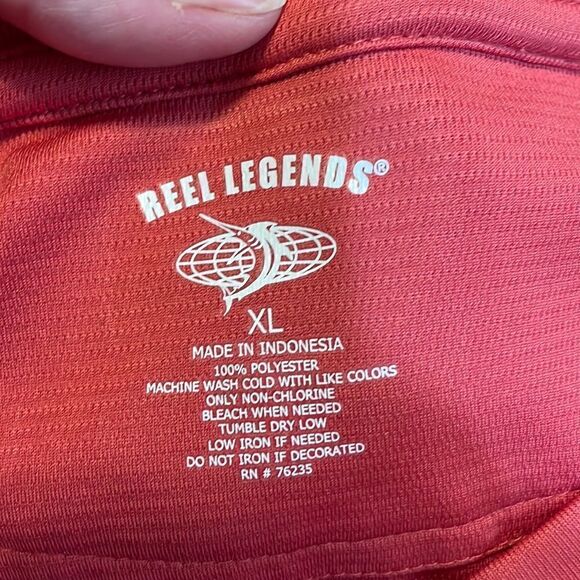 Reel Legends Long Sleeve Tee, rusty coral, X-Large - Picture 5 of 7